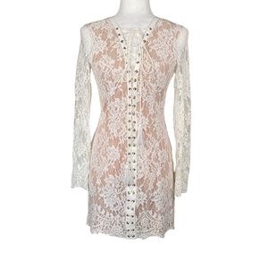 The Jetset Diaries White Lace & Tan Dress Sz Small